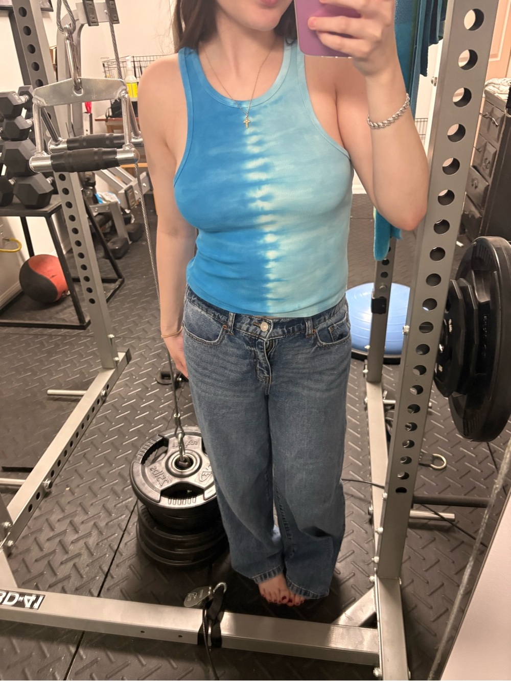 Forever 21 Blue Tie-Dye Racerback Tank